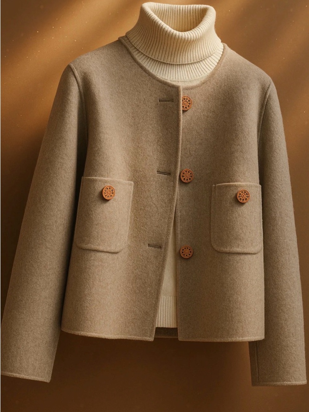 LACCETI WOOL Light Brown Blazer Jacket- S